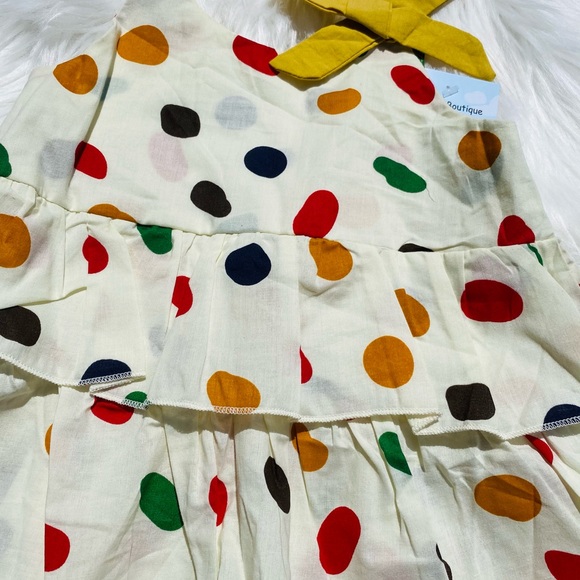 Polka Dot Ruffle Top Girl’s Size 3T Mustard Short - Picture 2 of 6